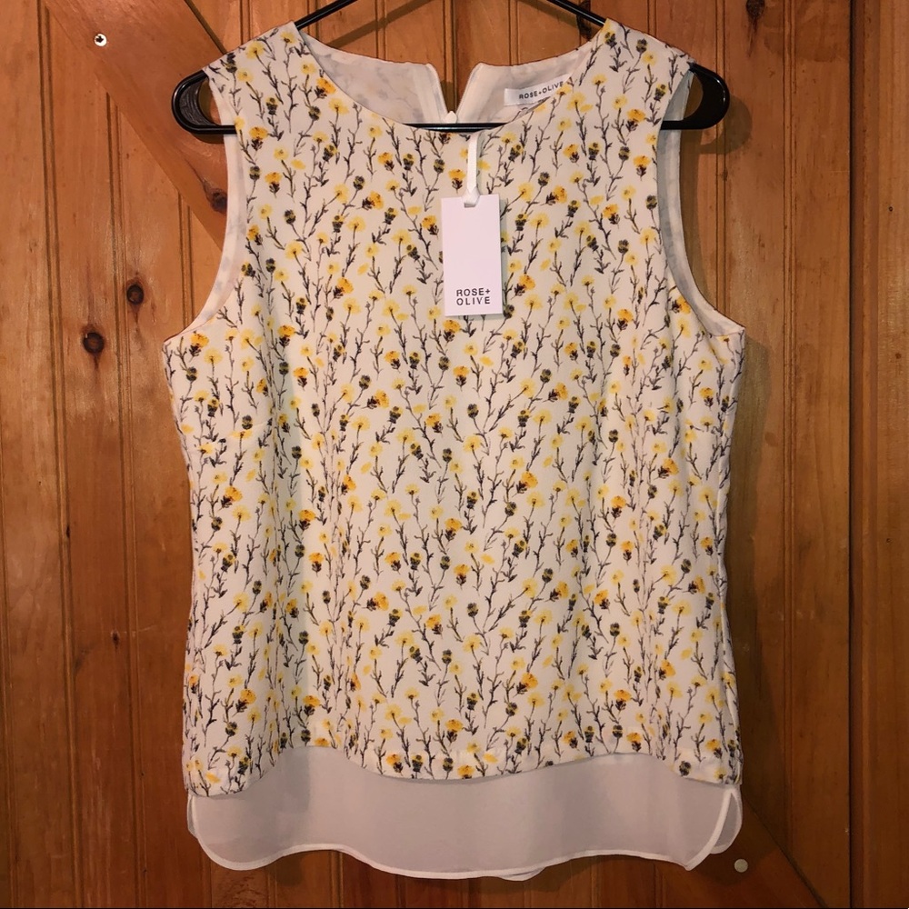 NWT Yellow Floral Tank Top - Size Medium